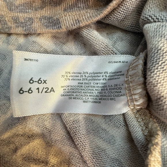 Carter's Leopard Print Kids' Long Sleeve Shirt Size 6/6X - Picture 4 of 4
